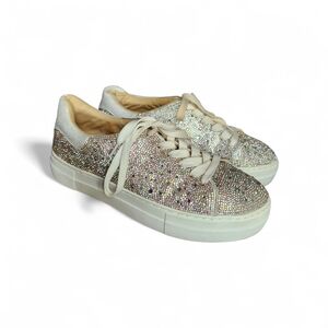 Betsey Johnson SB-BRET Rhinestone Sneakers Women’s 9 Crystal Bling Shoes Bridal